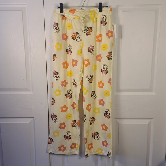 NWT Disney Minnie Mouse Drawstring 60% Cotton Cream Lounge Pants Juniors Size L - Picture 6 of 13